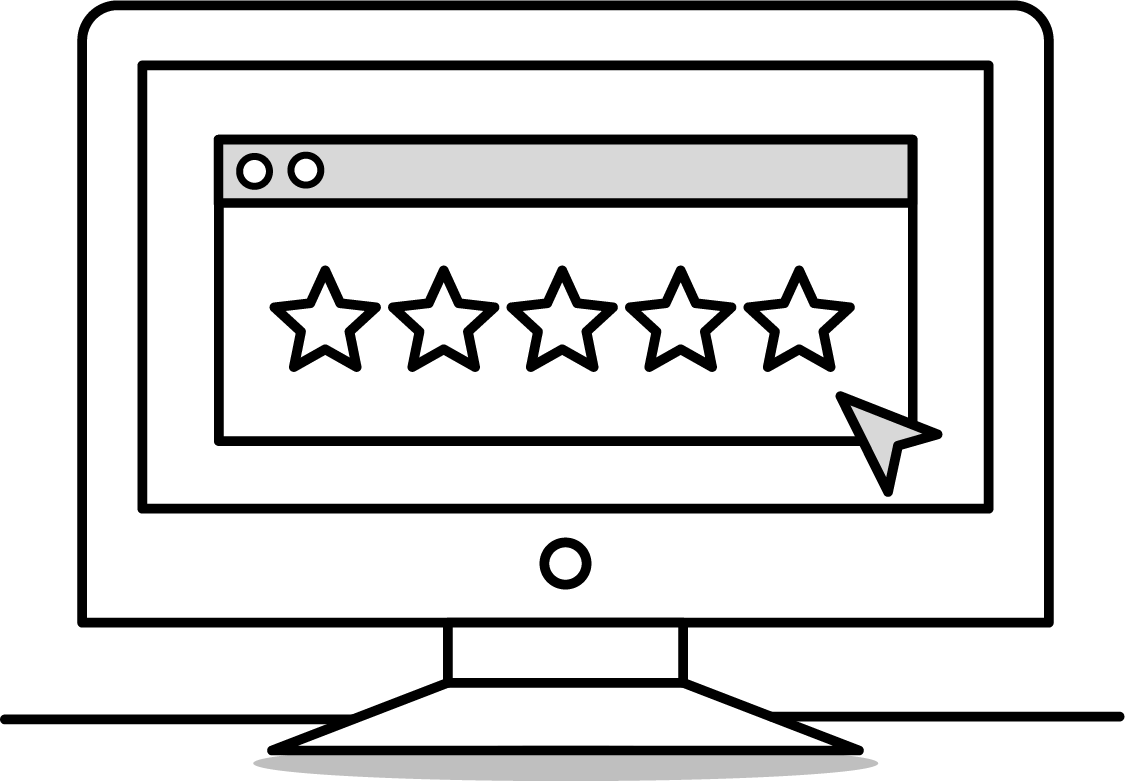 5 star review on a computer