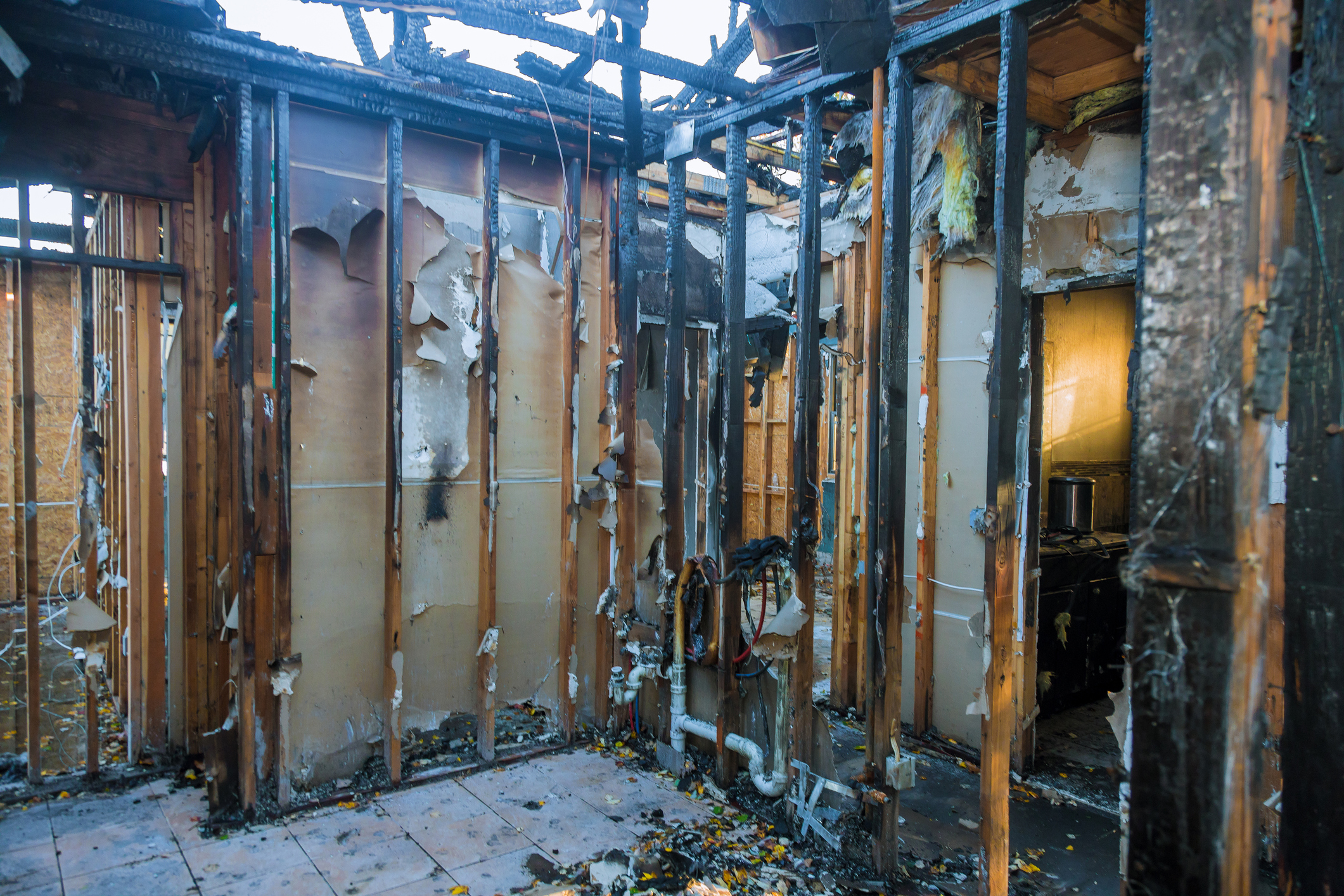 Fire damage to home