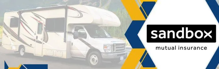 RV with Sandbox Mutual Insurance Logo beside it