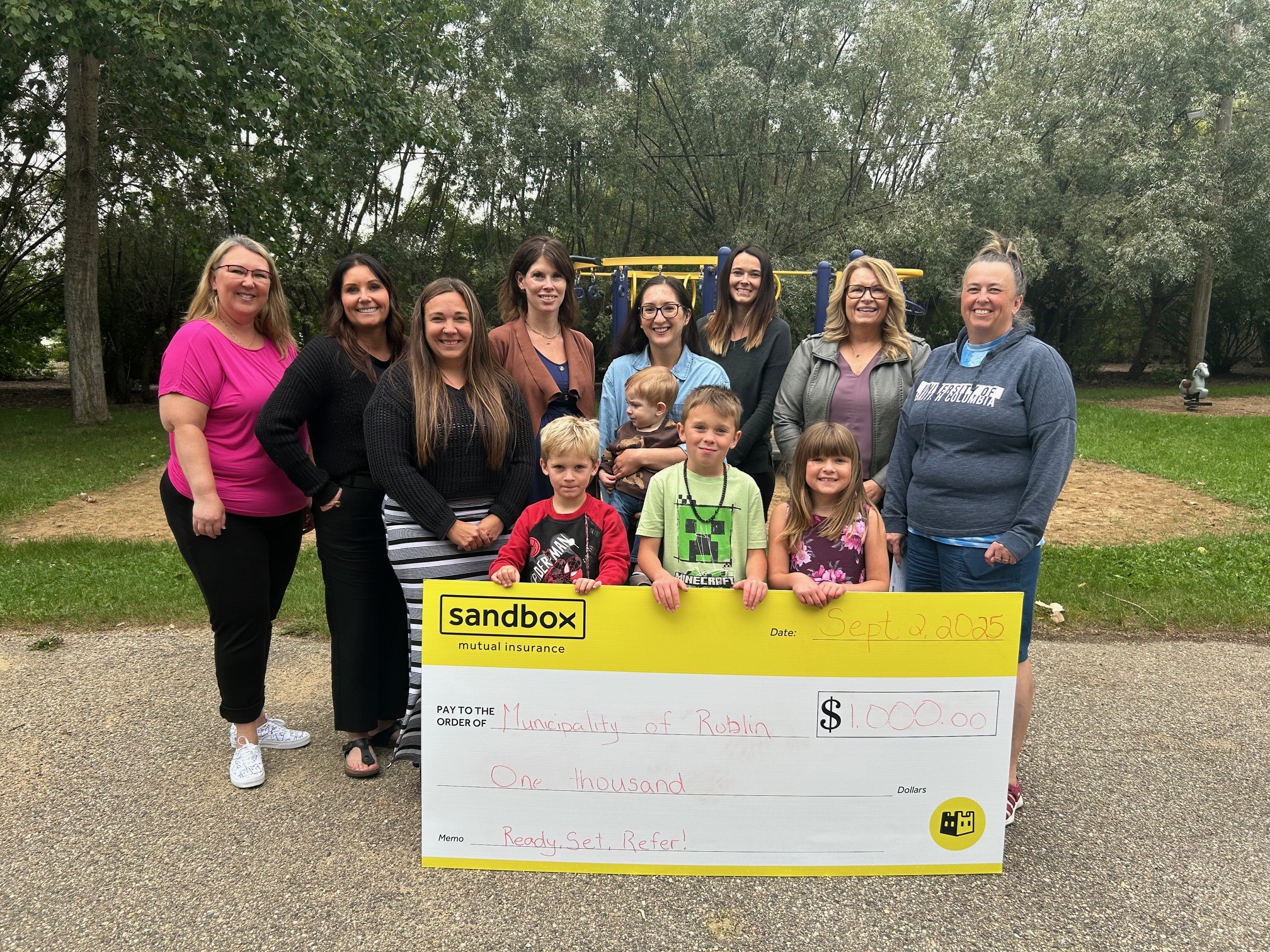 Roblin Playground Cheque Presentation