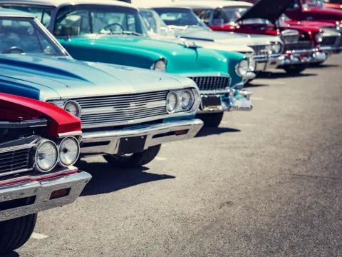classic cars at a car show with sandbox mutual insurance